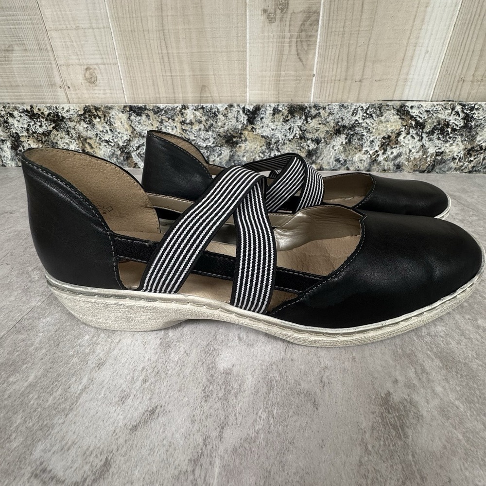 Remonte Womens Sz 42 US 11 Mary Jane Soft Black Leather Slip On Shoes Lagenlook